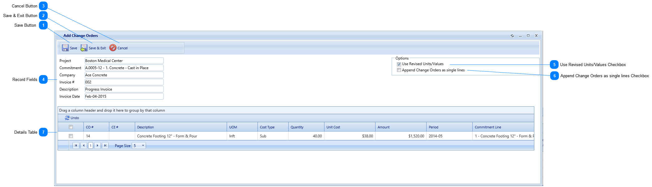 Add Change Orders Dialog