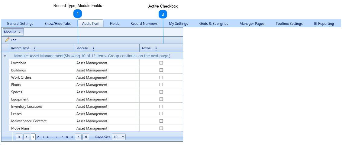 Audit Trail Tab