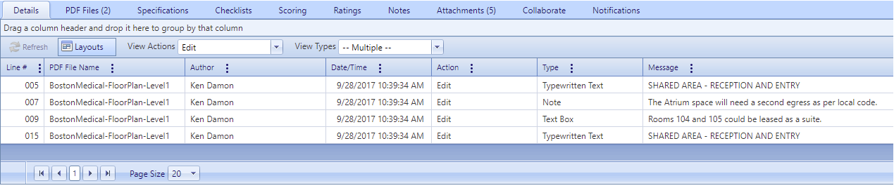 3. Bluebeam Markups Details Tab