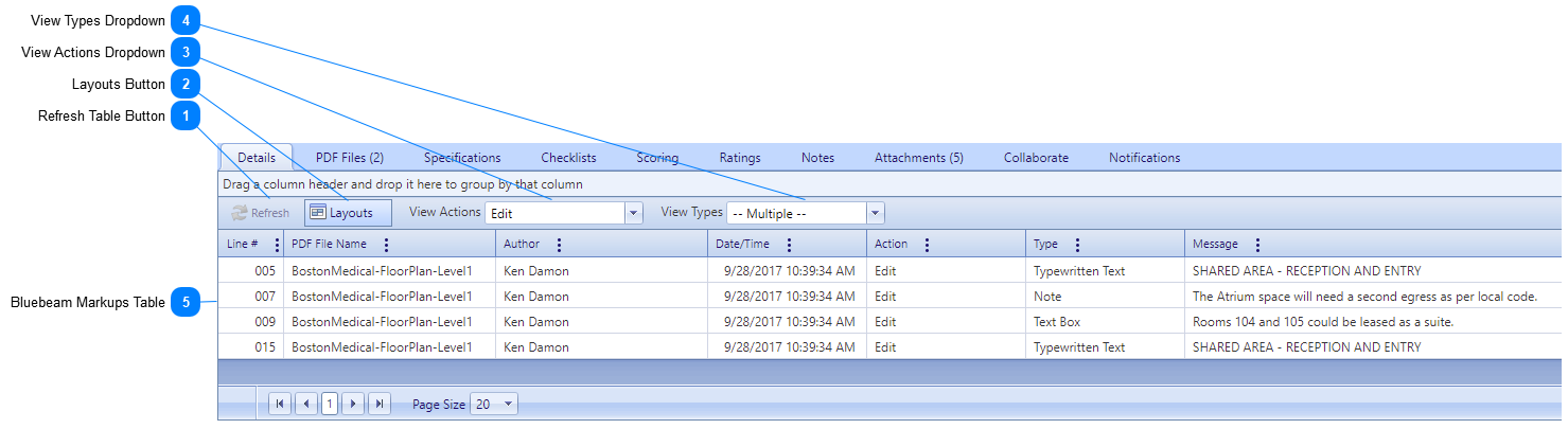 Bluebeam Markups Details Tab