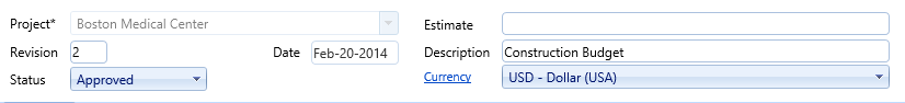 2. Budgets Header Fields