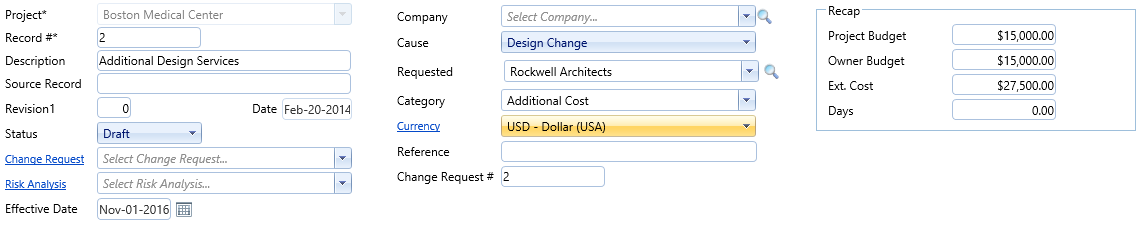 2. Change Events Header Fields