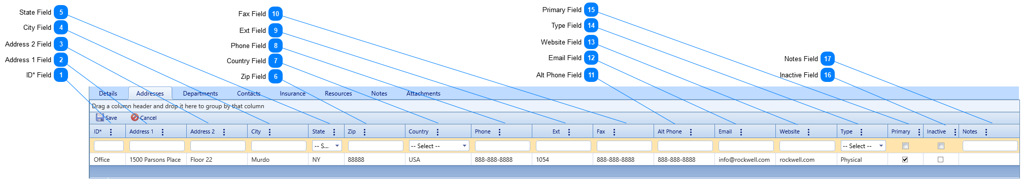 Companies Addresses Tab 