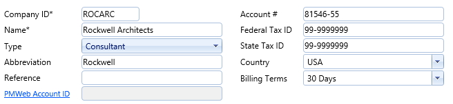 2. Companies Header Fields