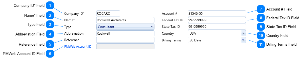 Companies Header Fields