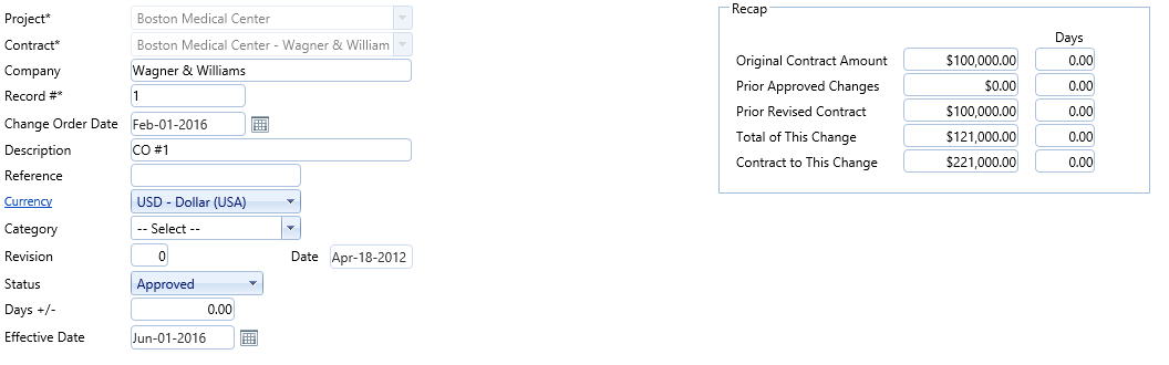 2. Contract COs Header Fields