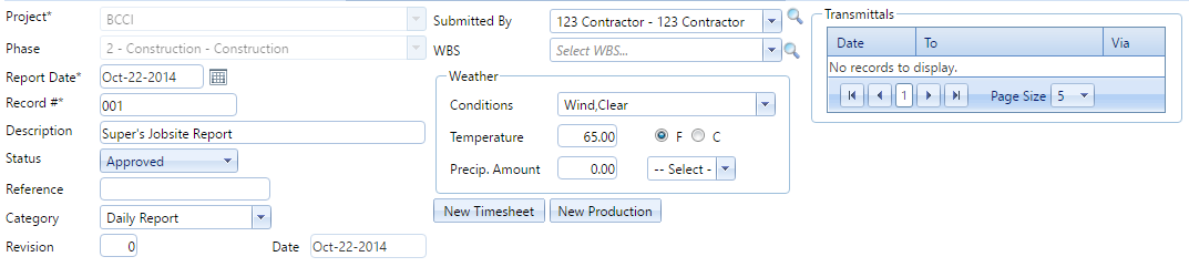 2. Daily Reports Header Fields