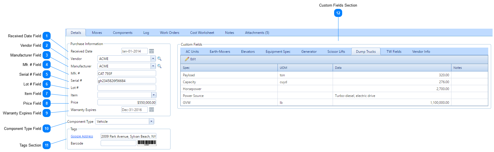 Equipment Details Tab