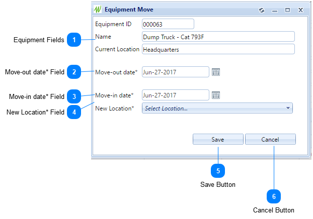 Equipment Move Dialog