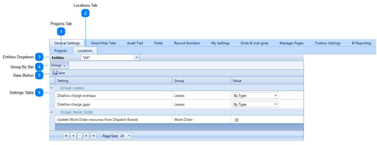 General Settings Locations Tab