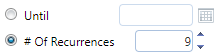 5. # Of Recurrences Radio Buttons