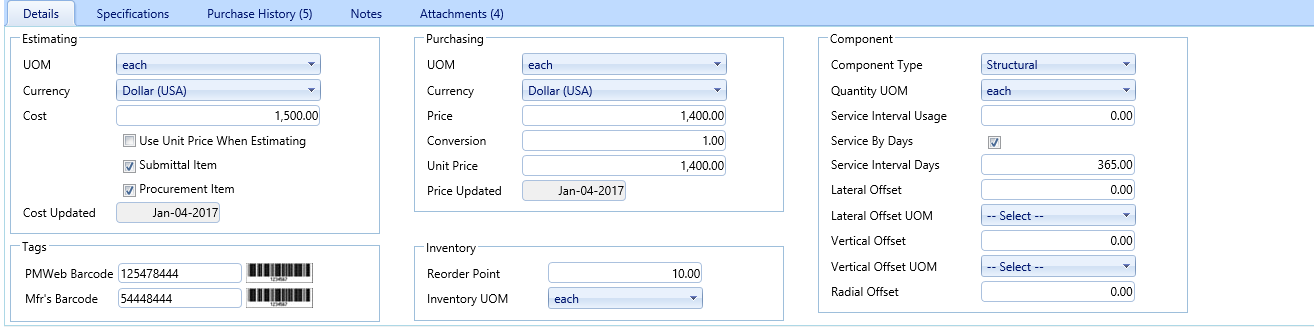 3. Items Details Tab