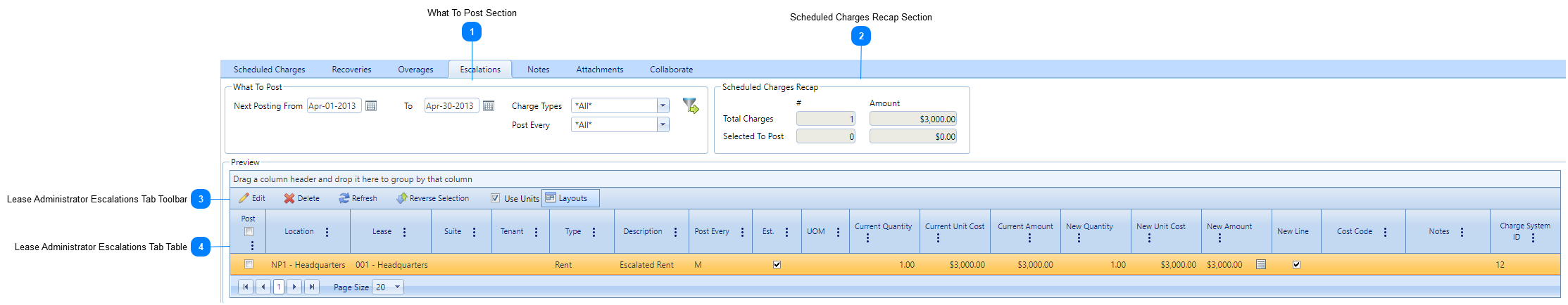 Lease Administrator Escalations Tab