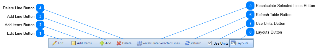 Lease Administrator Recoveries Tab Toolbar