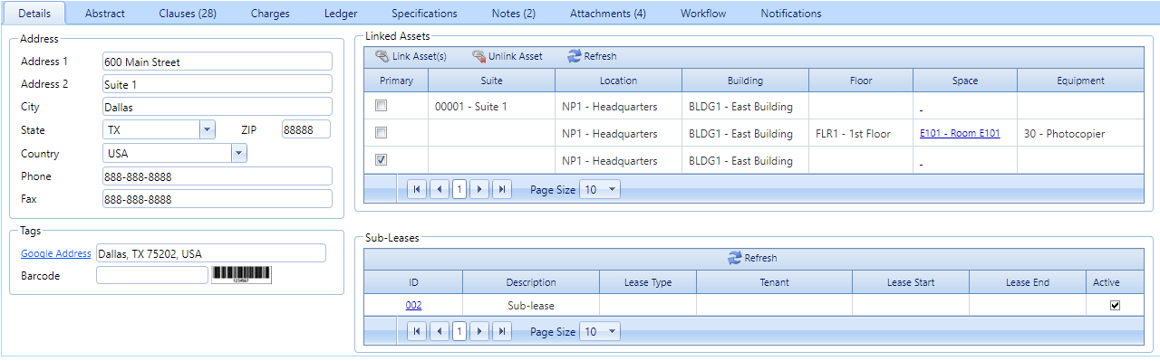 3. Leases Details Tab