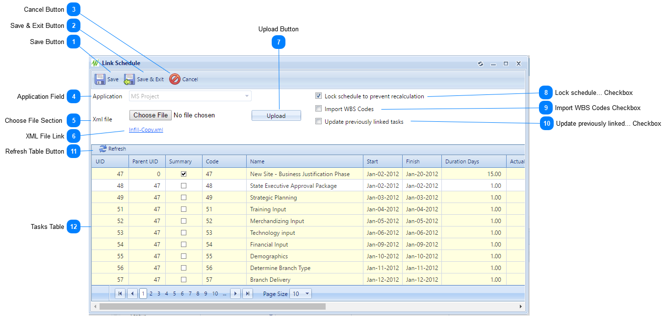 Link Schedule Dialog