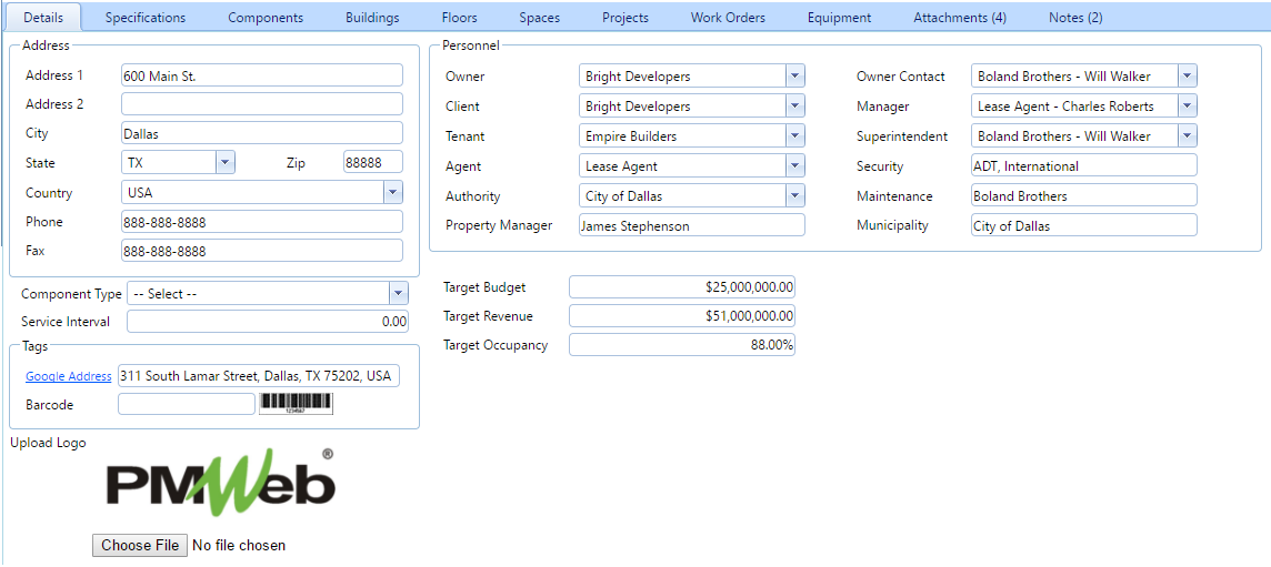 3. Locations Details Tab