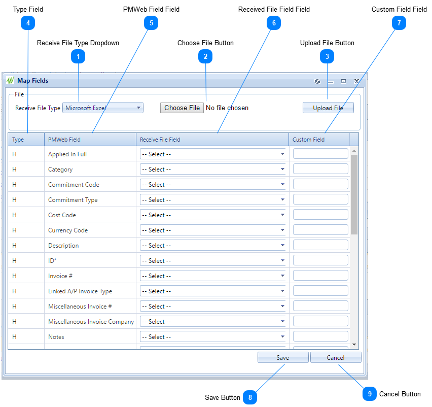 Map Fields Dialog