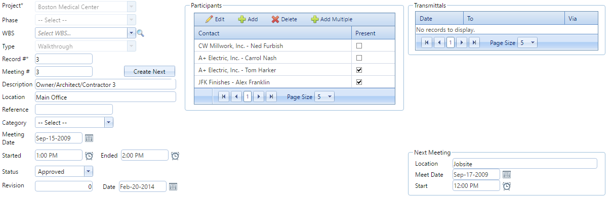 2. Meeting Minutes Header Fields