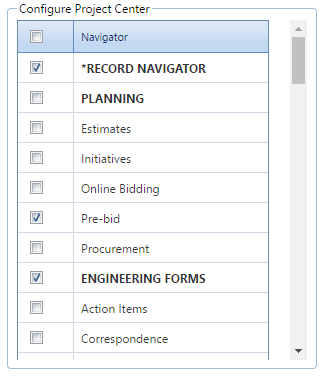 11. Configure Project Center Section