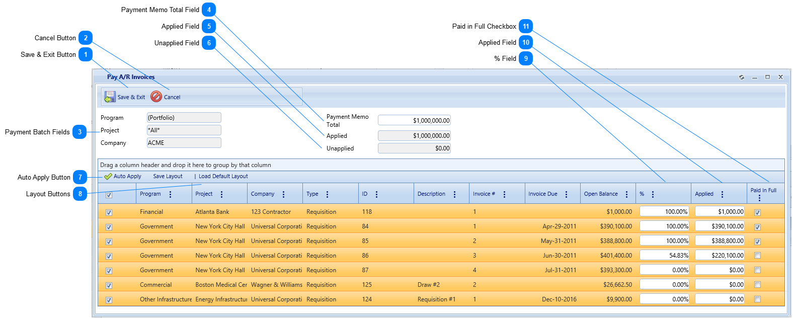 Pay Invoices Dialog