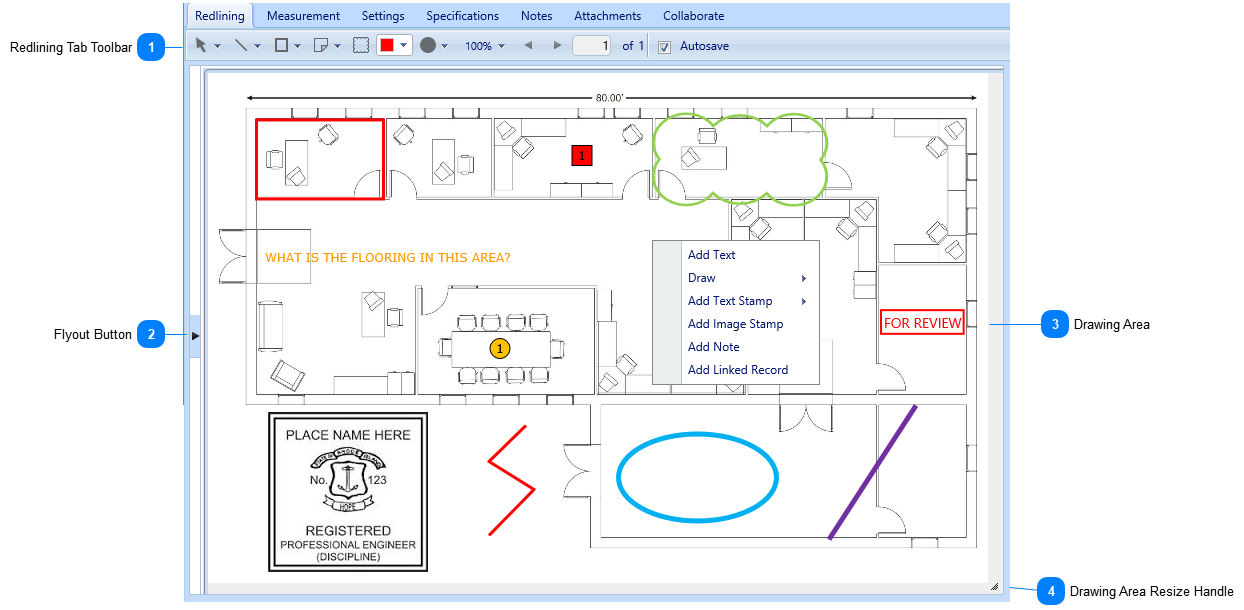 PMWeb Viewer Redlining Tab