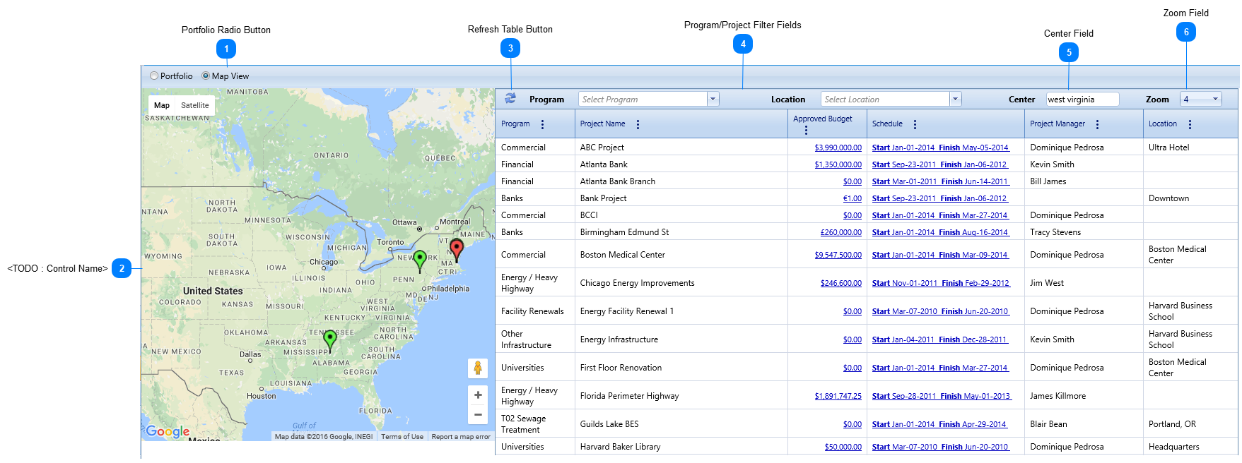 Portfolio View Map View Tab