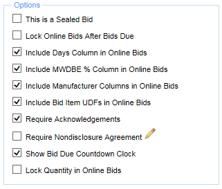 18. Procurement Options Section