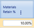 33.  Materials Retain % Field