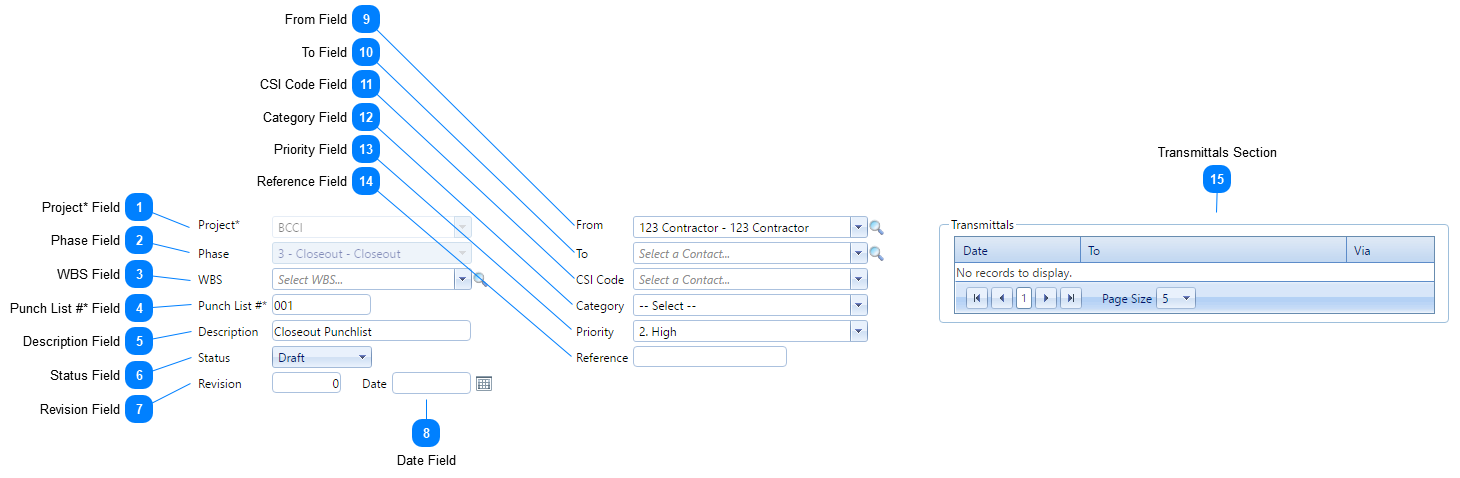 Punch Lists Header Fields