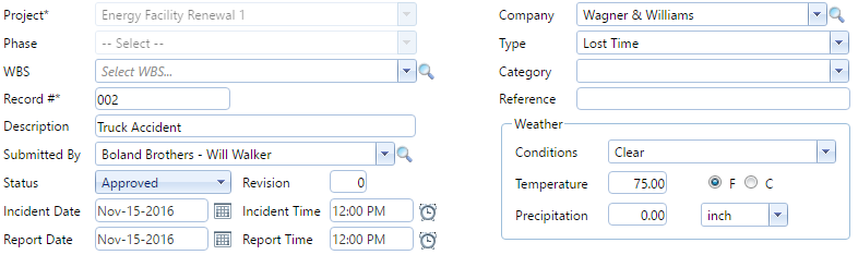 2. Safety Forms Header Fields