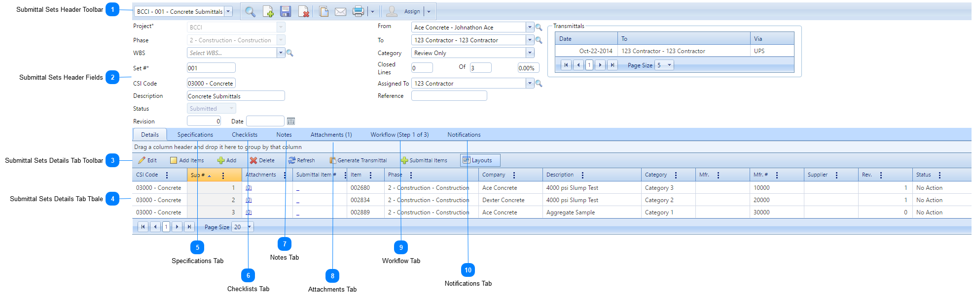 Submittal Sets