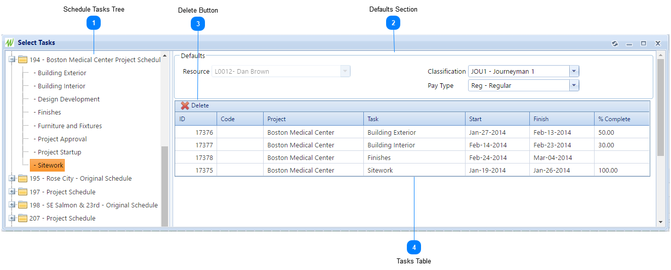 Tasks Dialog (Schedule)