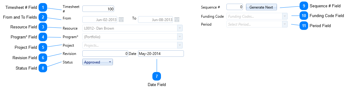 Timesheets Header Fields