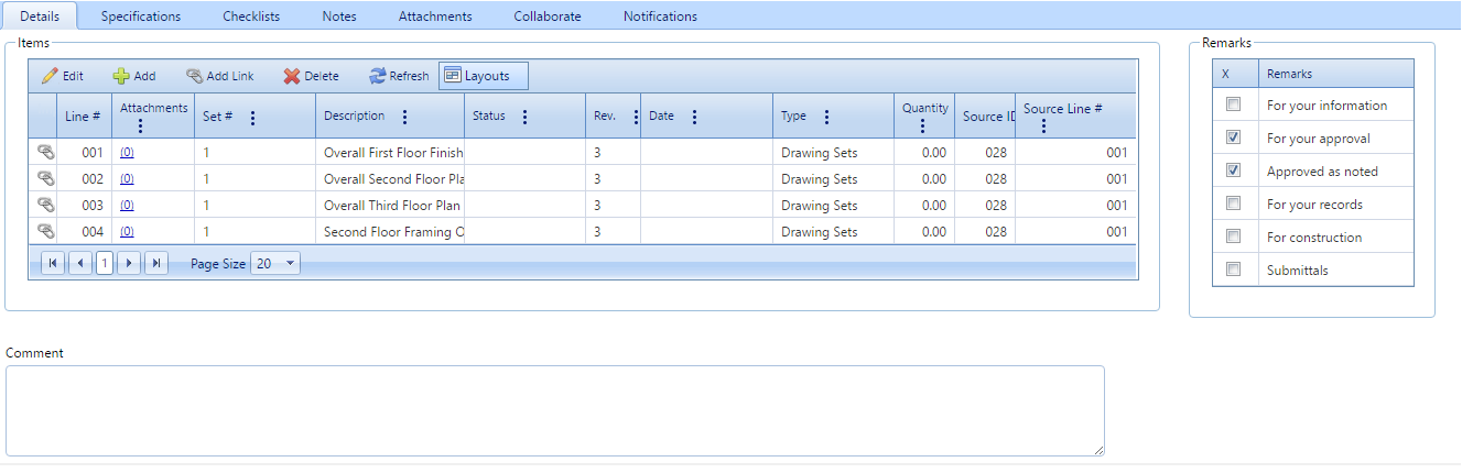 3. Transmittals Details Tab