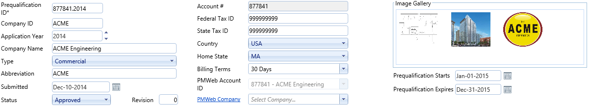 2. Vendor Prequalification Header Fields