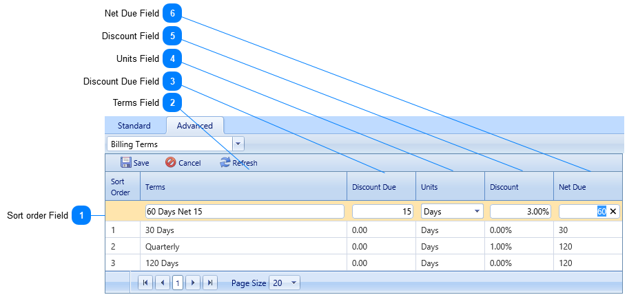 Billing Terms Field