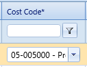 5. Cost Code* Field