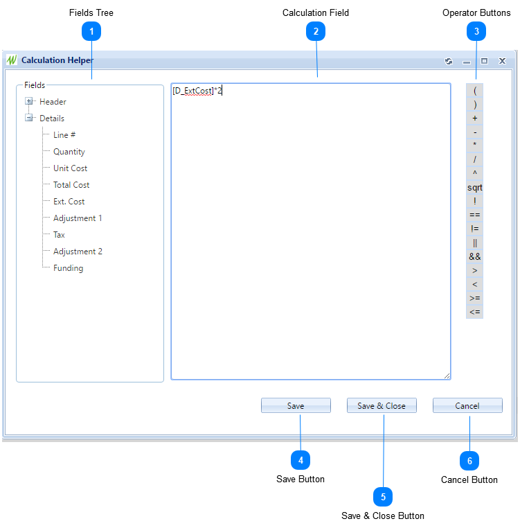 Calculation Helper Dialog