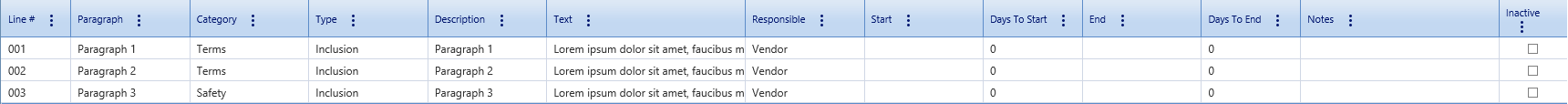 3. Clauses Tab Table