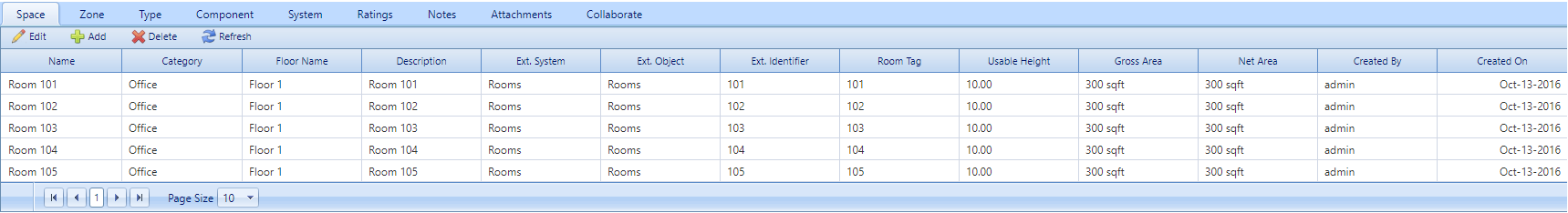 3. COBie Manager COBie Tabs