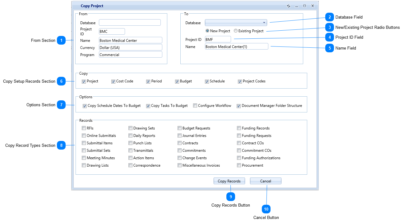 Copy Project Dialog