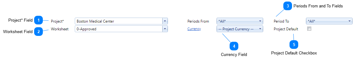 Cost Worksheets Header Fields