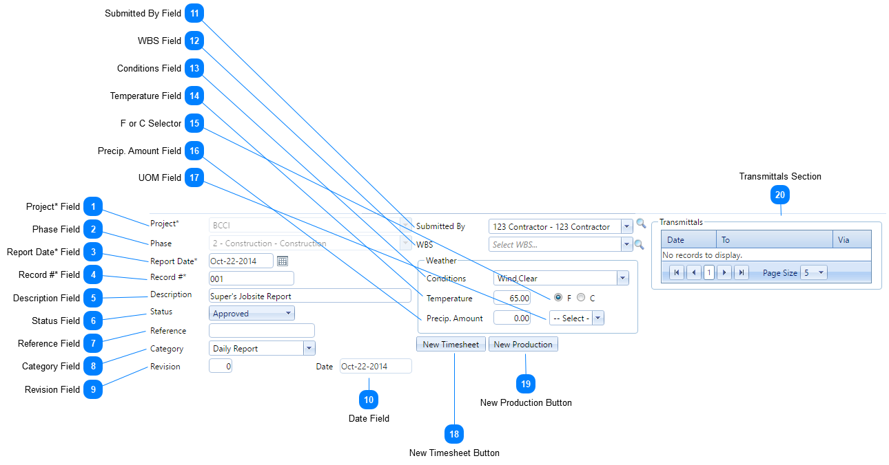 Daily Reports Header Fields