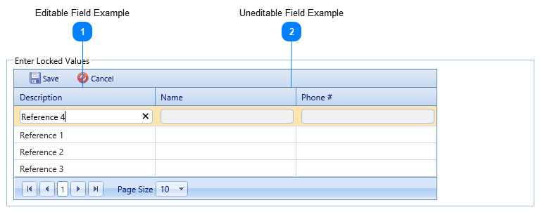 Enter Locked Values Table