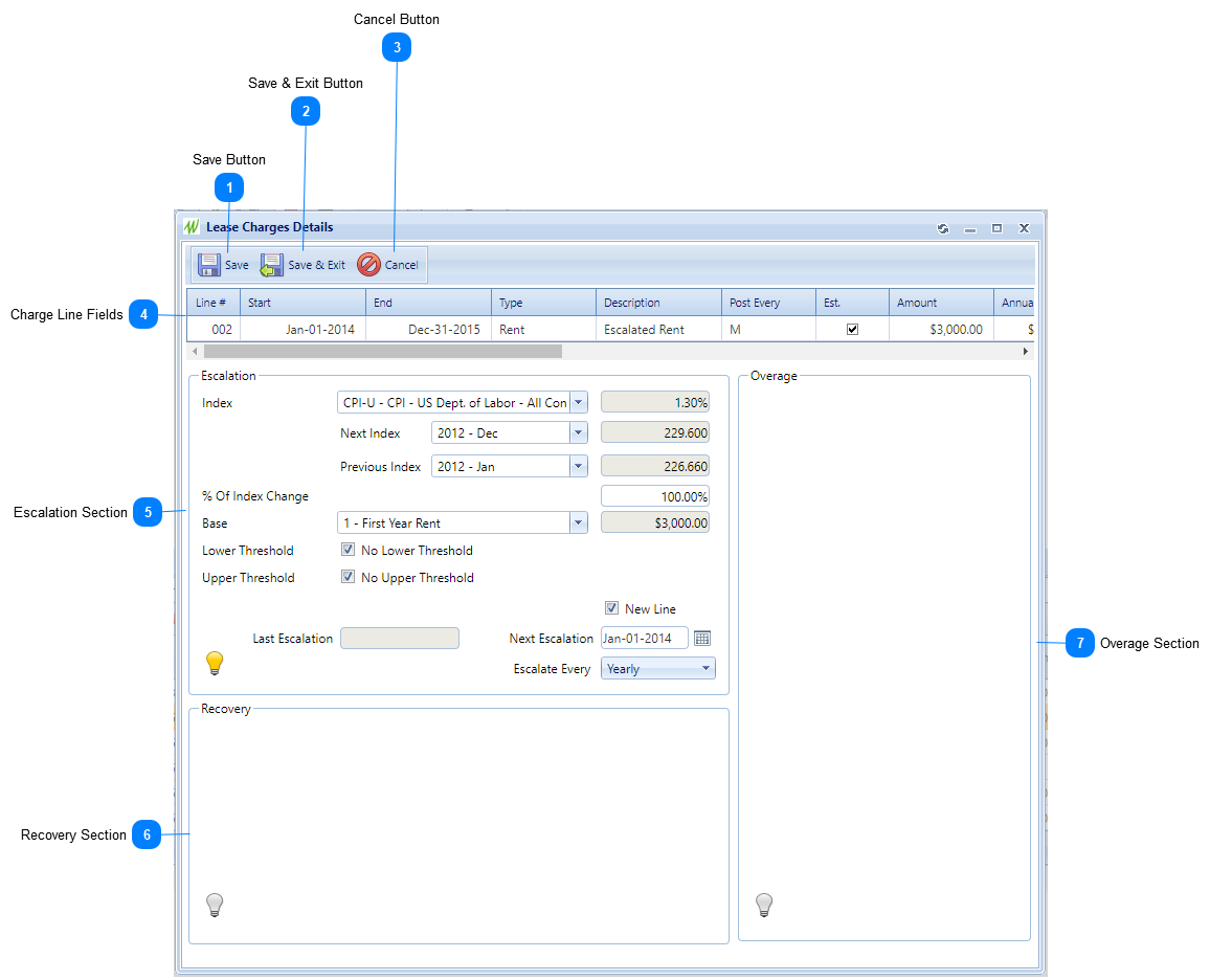 Lease Charges Details Dialog