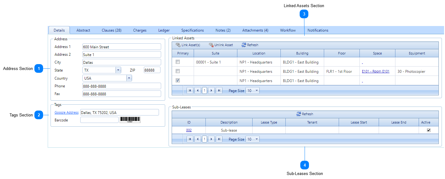 Leases Details Tab