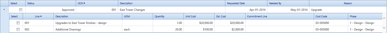 4. Online Change Requests Table