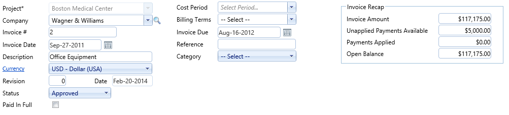 2. Miscellaneous Invoices Header Fields