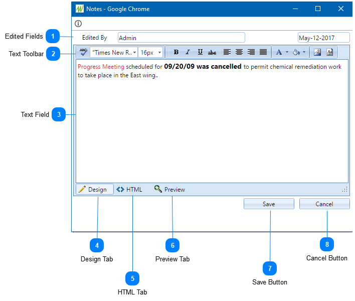 Notes (RTF) Dialog